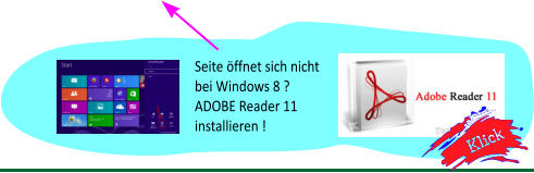 Seite öffnet sich nicht bei Windows 8 ? ADOBE Reader 11 installieren !